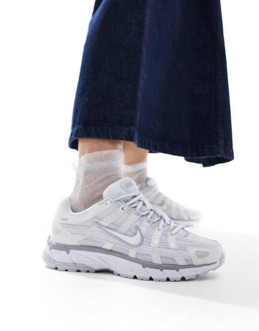  Nike P-6000 trainers in white and silver