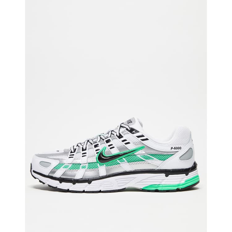 Nike P-6000 trainers in white, black and green ASOS