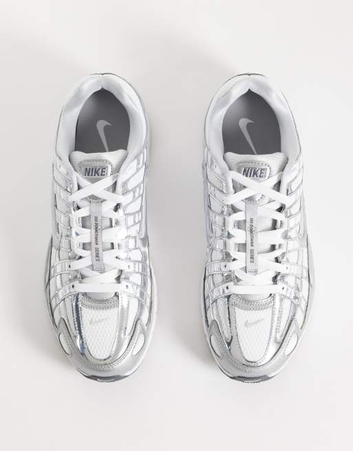 Nike P-6000 trainers in white & metallic chrome, 3 of 5