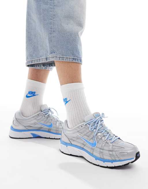 Nike P-6000 unisex trainers in blue and metallic silver