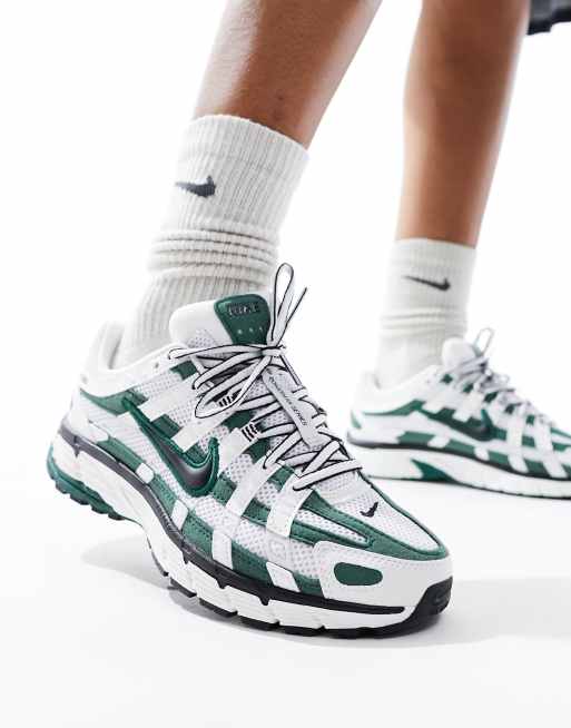 Nike P-6000 unisex trainers in white and fir green | ASOS