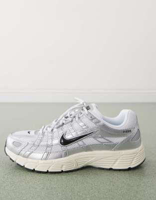  P-6000 unisex trainers in white and silver