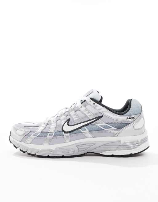 Nike P-6000 unisex trainers in white and silver