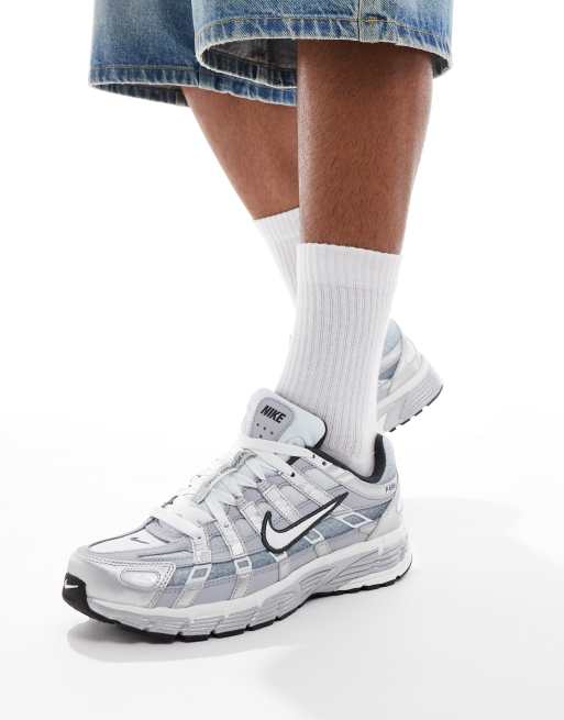 Nike P-6000 unisex trainers in white and silver