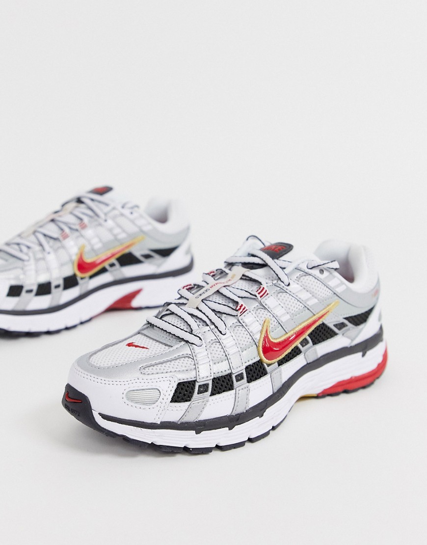 Nike – P-6000 – Vita och röda sneakers
