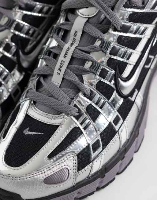 Nike P-6000 zapatillas de deporte en negro y plata cromada, 4 de 5