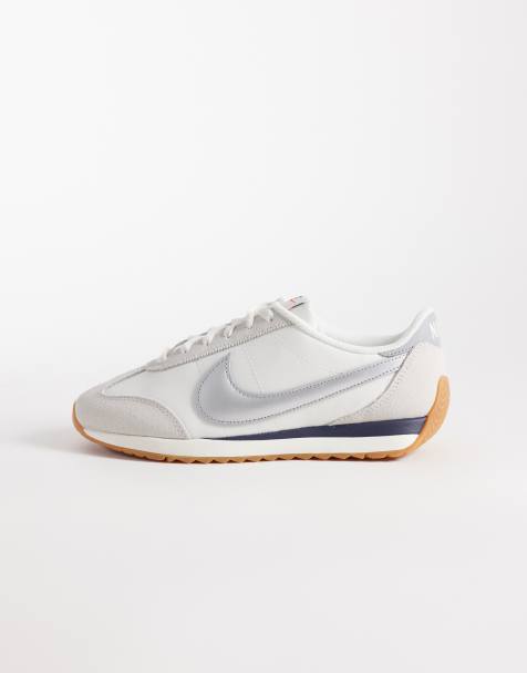 Nike Pacific sneakers in white and metallic silver - view 1