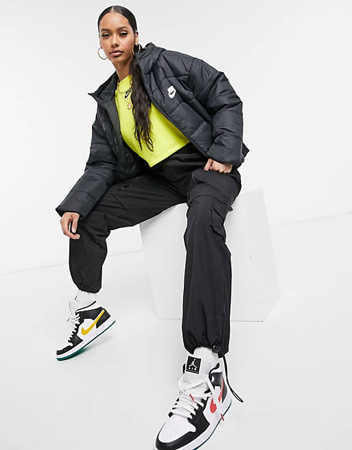 Nike padded jacket with back swoosh in black | ASOS