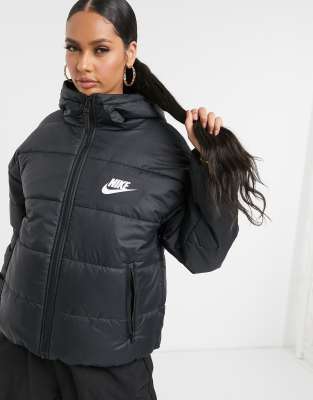 nike swoosh padded jacket black