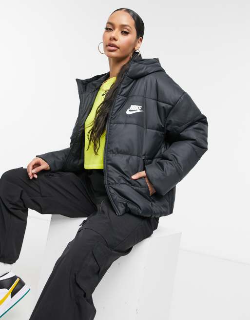 Nike padded jacket with back swoosh in black