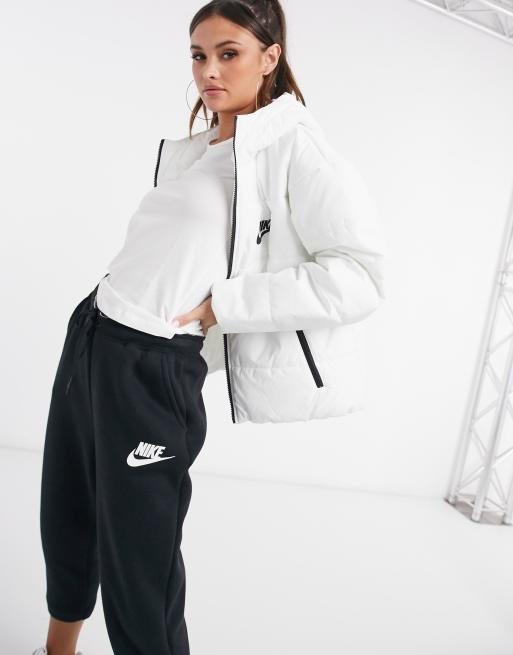 Nike padded jacket with back swoosh in white