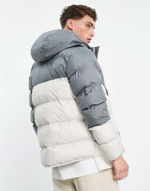 Nike padded windrunner jacket in smoke grey and cream colourblock