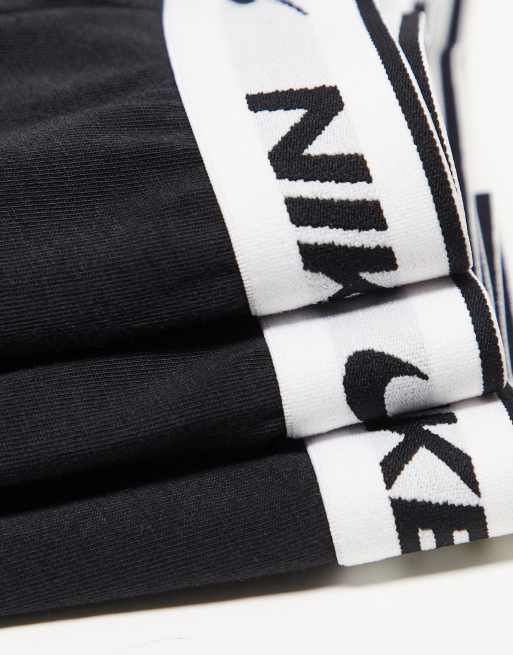 Nike - Pakke med 3 par sorte boksershorts med hvidt taljebånd og stretch i bomuld, 4 af 4