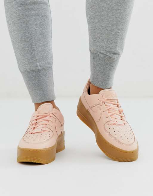 Nike pale pink gum sole air force 1 sage low sneakers