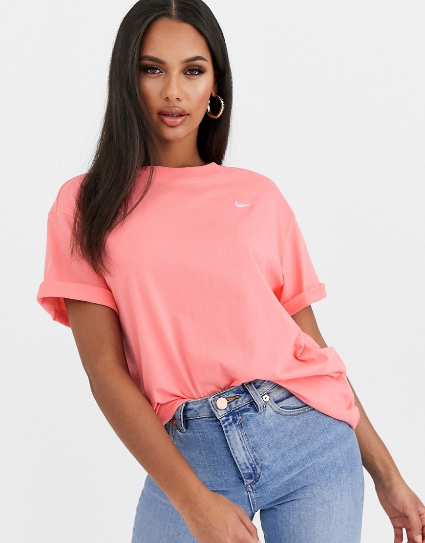 Nike pale pink mini swoosh oversized t-shirt