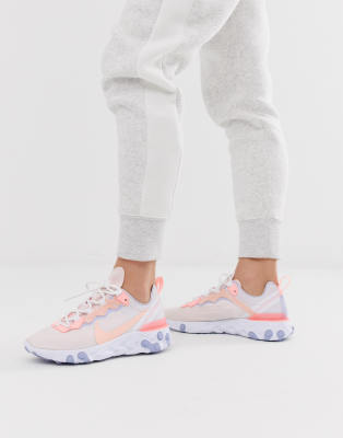 nike pink react element 55 trainers