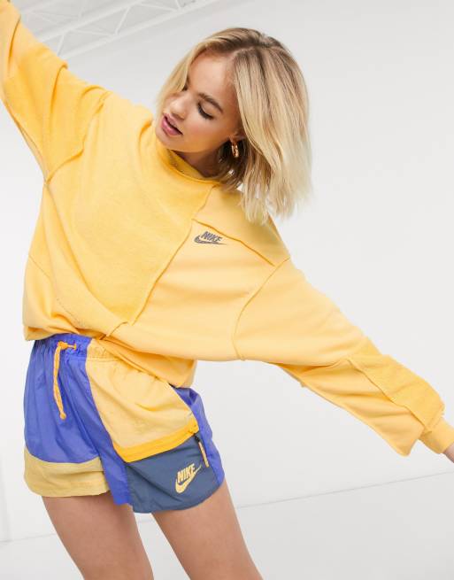 Nike panel sweatshirt in yellow