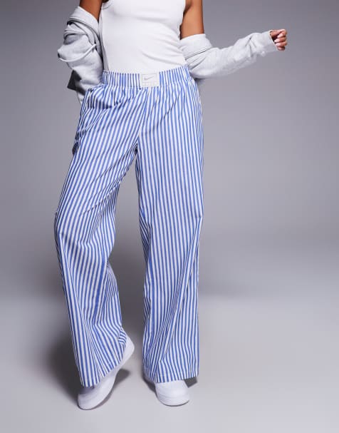 Nike - Pantalon ample en popeline rayée - Bleu/blanc - view 1