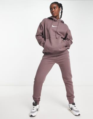 NIKE Survêtement 2 pièces en coton polaire à capuche brodé pour femme Gris  chiné Taille S S, gris, S : : Mode