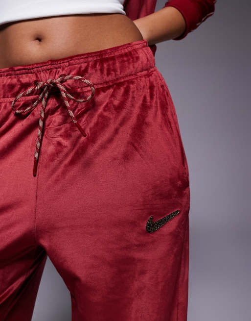 Nike - Pantalon de jogging ample en velours - Rouge, 3 de 5