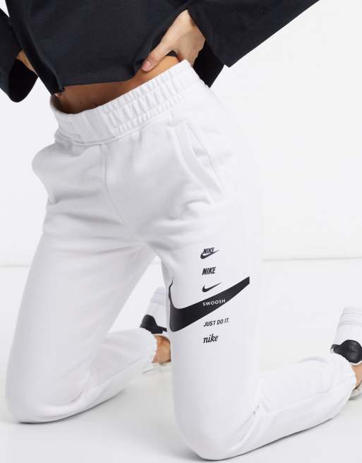 Nike Pantalon de jogging oversize avec logo virgule Blanc ASOS