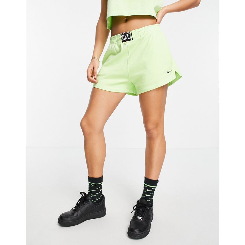 Pantaloncini Donna Nike - Pantaloncini a vita alta verde fluo slavato 