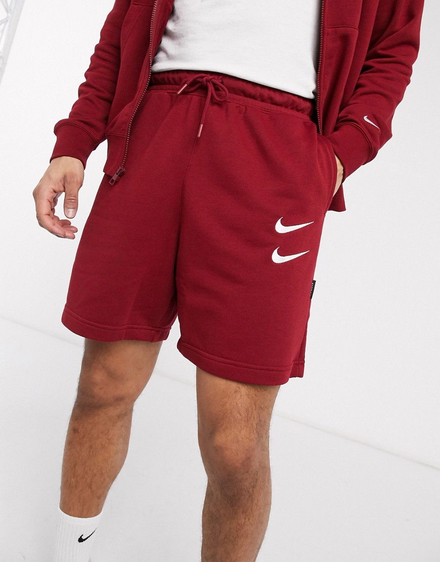 Nike - Pantaloncini bordeaux con logo Nike-Rosso
