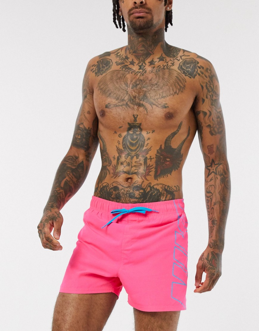 Nike - Pantaloncini da bagno con logo rosa
