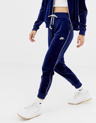 Nike - Pantaloni della tuta in velour blu con zip | ASOS