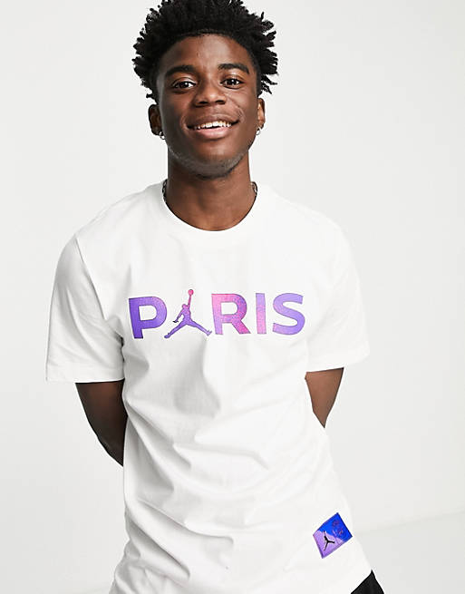 Remains Have a picnic hand Nike Paris Saint-Germain Jordan t-shirt in white | ASOS