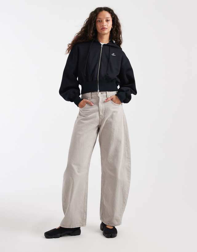 Nike Pheonix Fleece goddess dimante cropped hoodie in black | ASOS