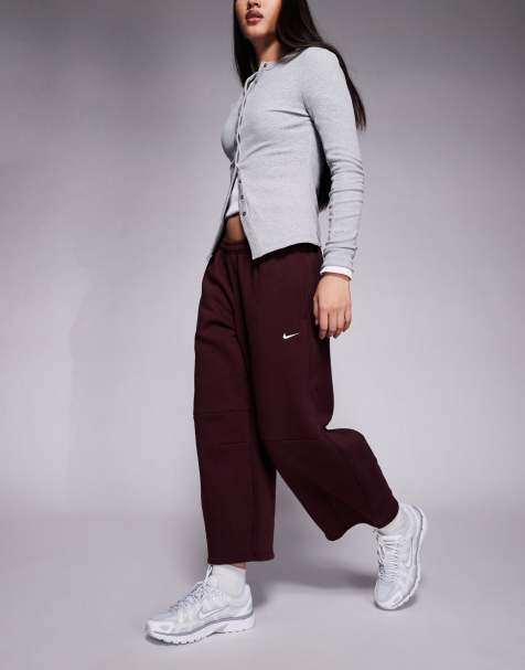 Nike Phoenix barrel leg pants in burgundy - view 1