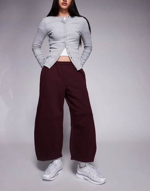 Nike Phoenix barrel leg pants in burgundy, 5 of 5
