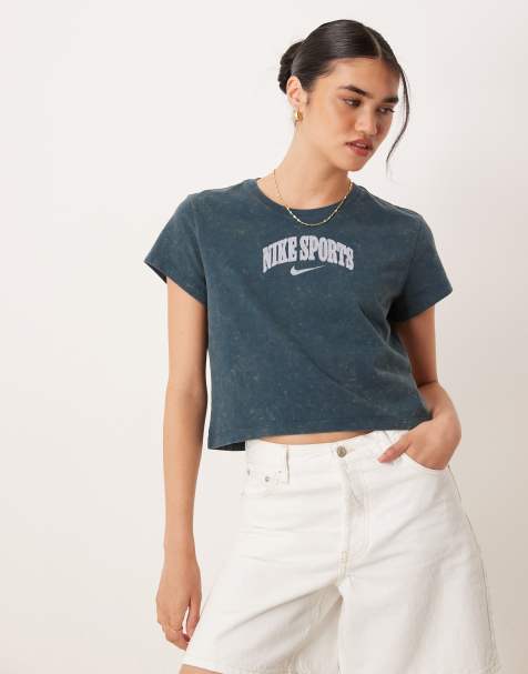 Nike Phoenix boxy retro logo T-shirt in blue - view 1