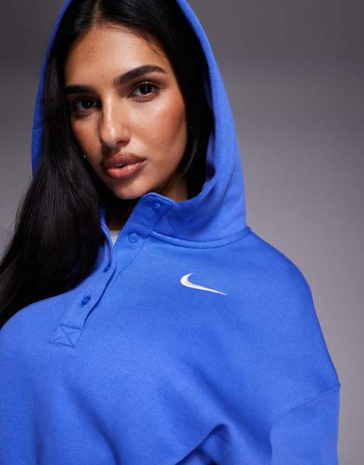 Nike – Phoenix Fleece – Bauchfreier Oversized-Kapuzenpullover in Blau , 2 von 4