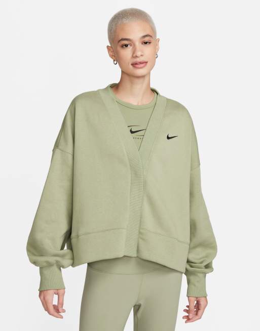 Nike Phoenix Fleece cardigan in green | ASOS