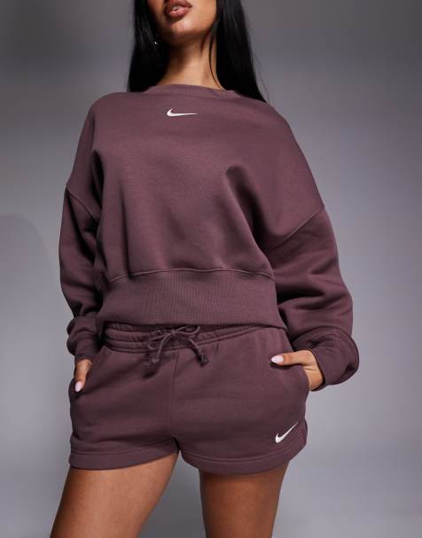 Nike – Phoenix Fleece – Ciemnofioletowe szorty o długości 2 cali ze średnim stanem - view 1