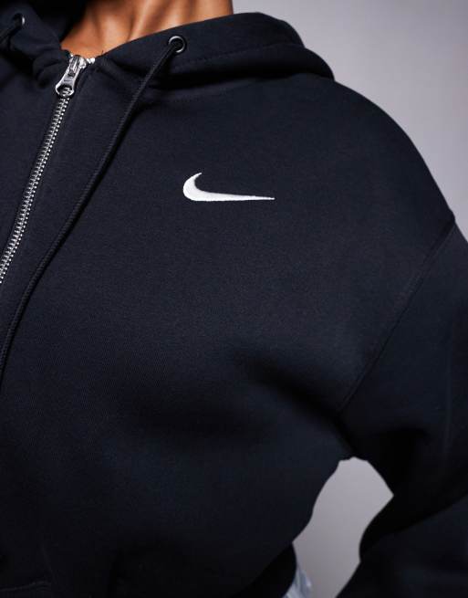 Nike Phoenix Fleece cropped full zip hoodie in black