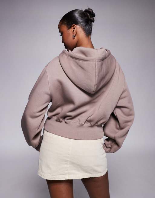 Nike Phoenix Fleece cropped full zip hoodie in brown