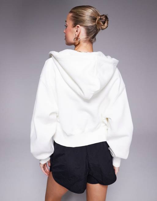Nike Phoenix Fleece cropped full zip hoodie in cream