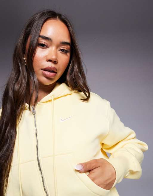 Nike Phoenix Fleece cropped full zip hoodie in yellow ASOS