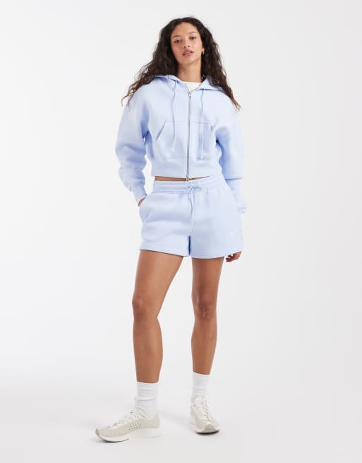 Nike – Phoenix Fleece – Cropped-Kapuzenjacke in Hellblau mit Reißverschluss , 3 von 4