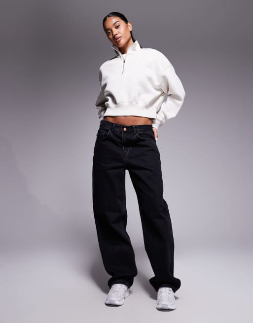 Nike Phoenix Fleece cropped quarter zip sweater in beige