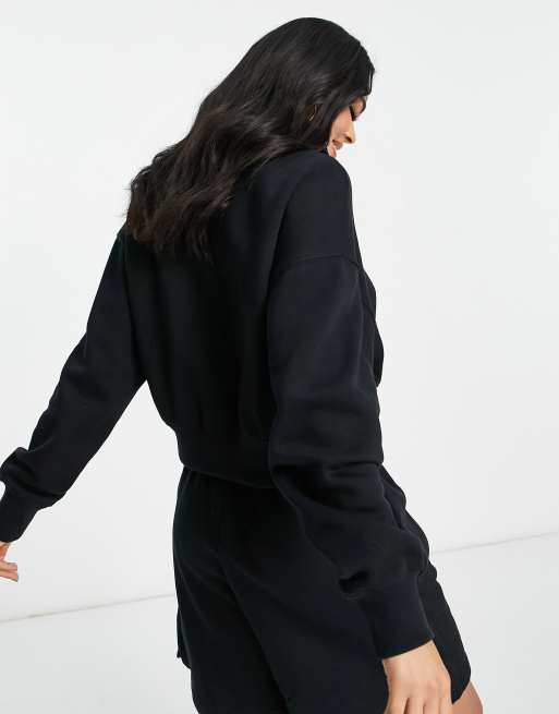 Nike – Phoenix Fleece – Cropped-Sweatshirt in Schwarz mit kurzem Reißverschluss, 2 von 4