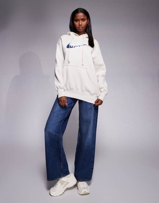Nike - Phoenix Fleece - Felpa bianco sporco oversize con cappuccio e logo, 2 di 4
