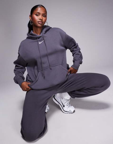 Nike - Phoenix Fleece - Felpa con cappuccio oversize grigio scuro - view 1