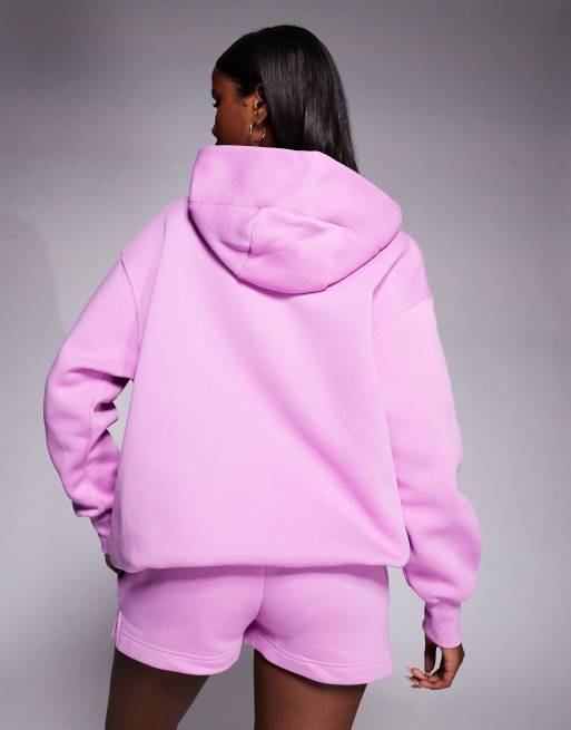 Nike - Phoenix Fleece - Felpa con cappuccio rosa oversize con logo, 4 di 4