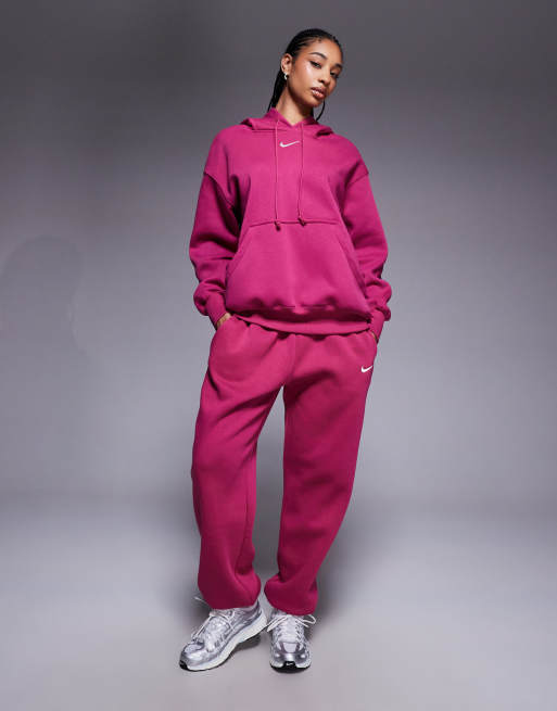 Nike - Phoenix Fleece - Felpa rosa oversize con cappuccio, 2 di 4