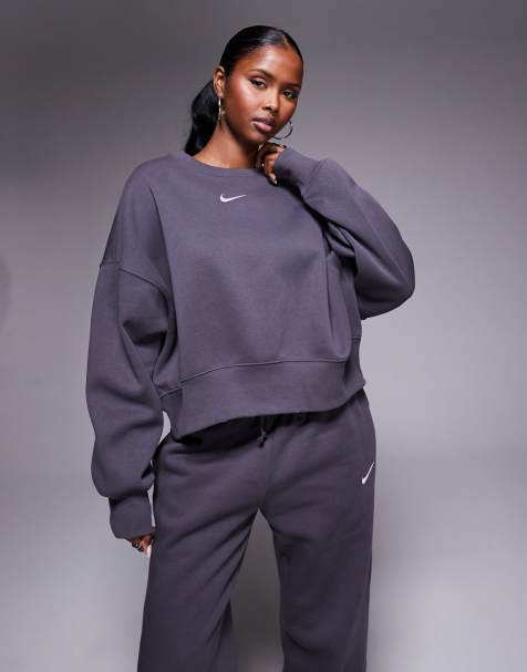 Nike - Phoenix Fleece - Felpa super oversize grigio scuro - view 1