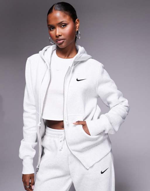 Nike Phoenix Fleece full zip hoodie in grey heather